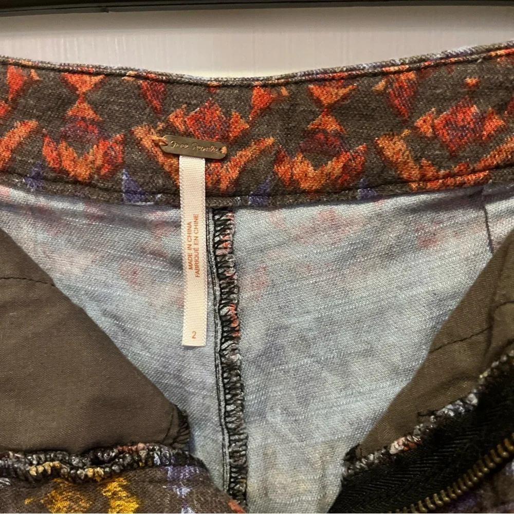 Free People Womens Size 2 Multicolor Aztec Geometric Print Pockets Mini Shorts